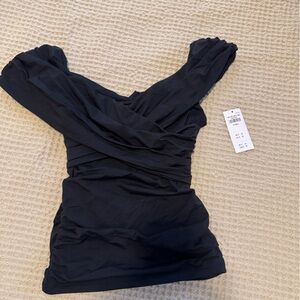 Abercrombie black criss cross top